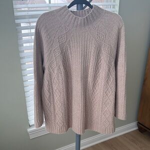 J. Jill Cream Mock Turtleneck Cable Sweater, 2X